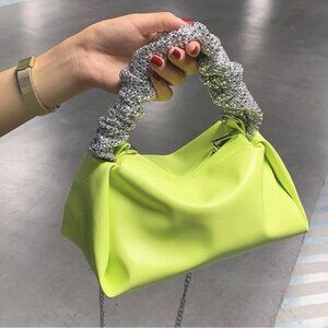 SHEIN | Neon Green Shoulder Bag with Glittering Silver Handle
